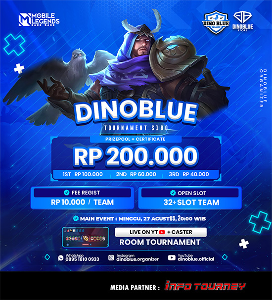 turnamen ml mlbb mole mobile legends agustus 2023 dino blue season 180 poster