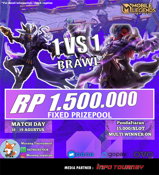 turnamen ml mlbb mole mobile legends agustus 2023 musang organizer brawl 1vs1 2 poster