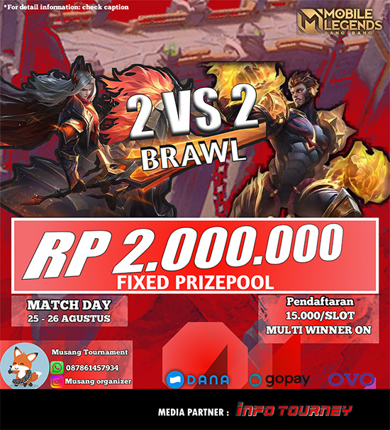 turnamen ml mlbb mole mobile legends agustus 2023 musang organizer brawl 2vs2 2 poster