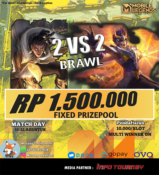 turnamen ml mlbb mole mobile legends agustus 2023 musang organizer brawl 2vs2 poster