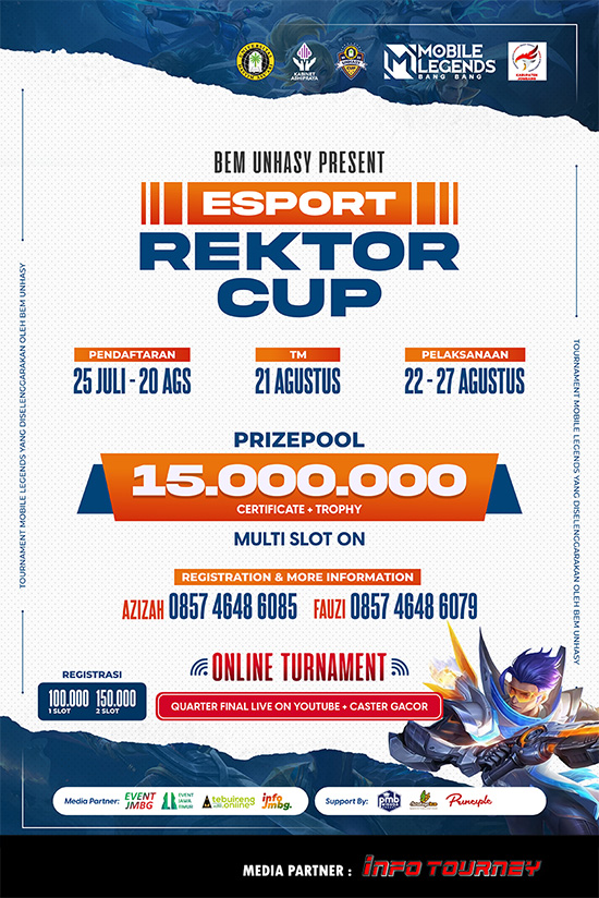 turnamen ml mlbb mole mobile legends agustus 2023 unhasy cup piala rektor poster