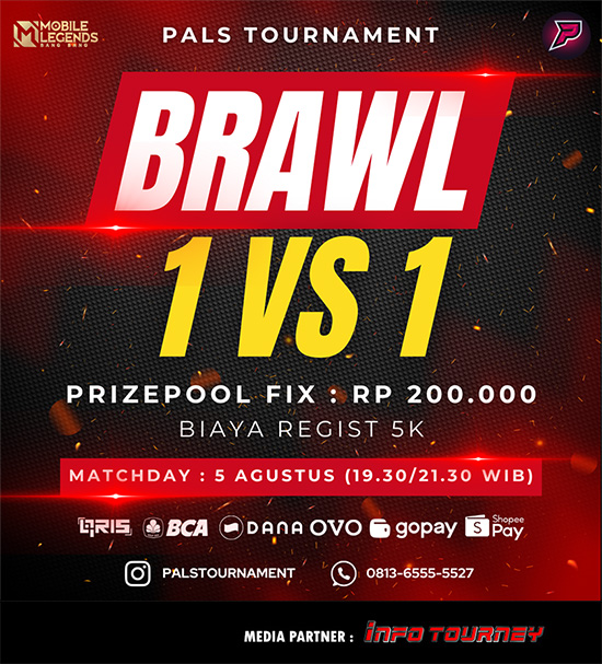 turnamen ml mlbb mole mobile legends agustus 2024 pals 1vs1 brawl poster