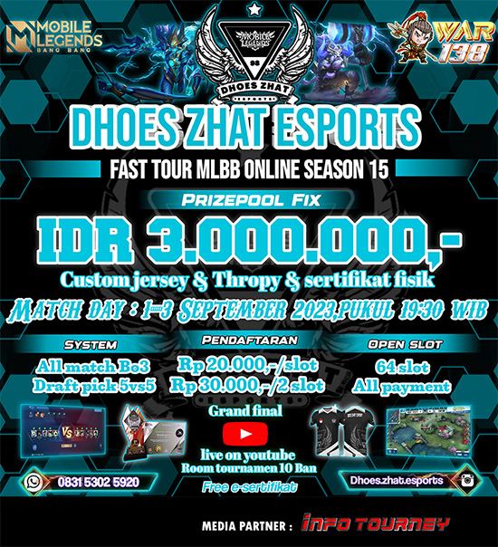 turnamen ml mlbb mole mobile legends september 2023 dhoes zhat esports season 15 poster