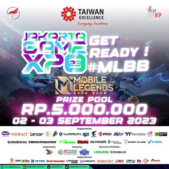 turnamen ml mlbb mole mobile legends september 2023 jakarta game expo 2023 bcp poster