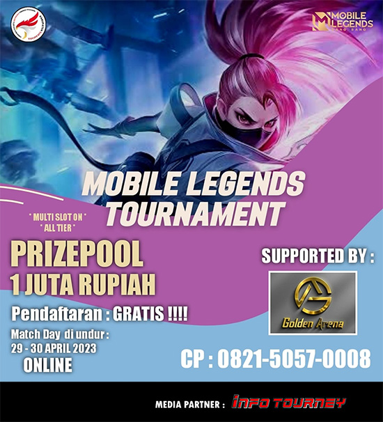 turnamen ml mlbb mole mobile legends april 2023 golden arena poster