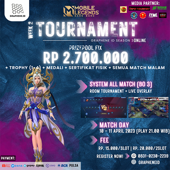 turnamen ml mlbb mole mobile legends april 2023 graphene id season 3 week 2 poster 1