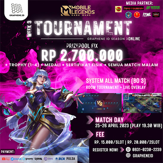 turnamen ml mlbb mole mobile legends april 2023 graphene id season 3 week 3 poster