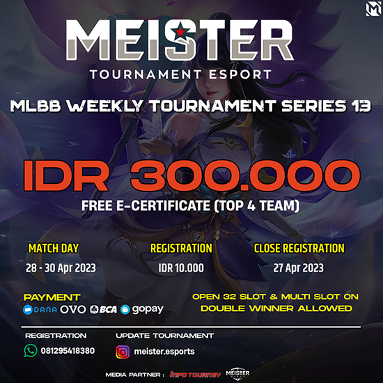 turnamen ml mlbb mole mobile legends april 2023 meister weekly series 13 poster