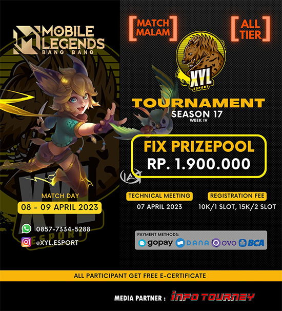 turnamen ml mlbb mole mobile legends april 2023 xyl esport season 17 week 4 poster