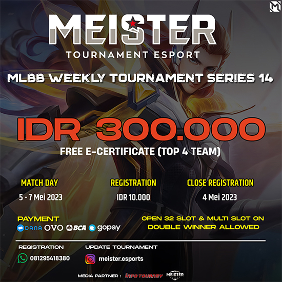 turnamen ml mlbb mole mobile legends mei 2023 meister weekly series 14 poster