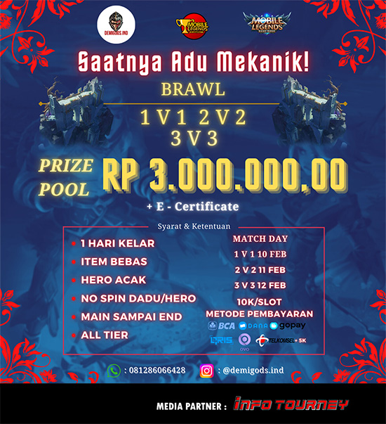 turnamen ml mlbb mole mobile legends februari 2023 demigods ind brawl season 4 poster