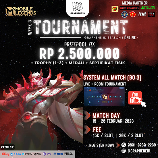 turnamen ml mlbb mole mobile legends februari 2023 graphene id season 2 week 3 poster