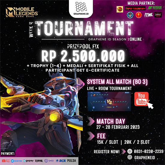 turnamen ml mlbb mole mobile legends februari 2023 graphene id season 2 week 4 poster