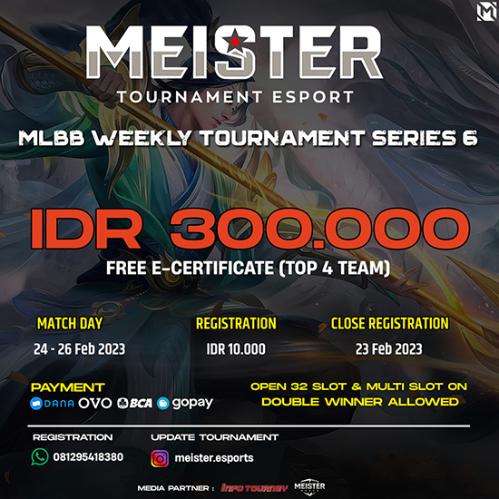 turnamen ml mlbb mole mobile legends februari 2023 meister weekly series 6 poster