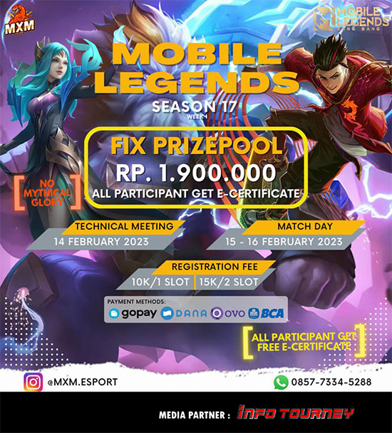 turnamen ml mlbb mole mobile legends februari 2023 mxm esport season 17 week 1 poster