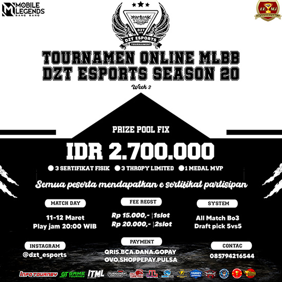 turnamen ml mlbb mole mobile legends maret 2023 dzt esports season 20 week 3 poster