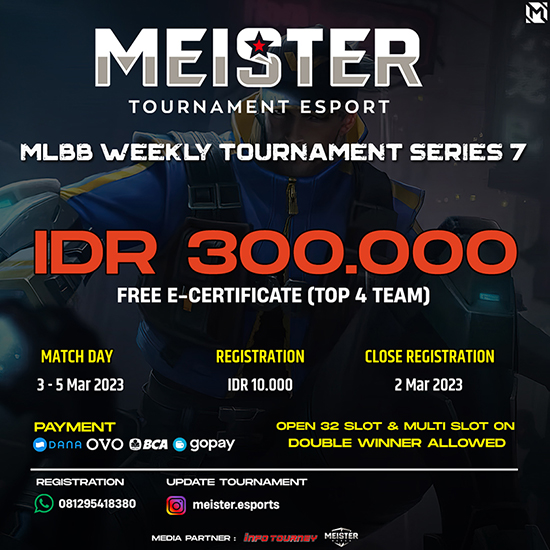 turnamen ml mlbb mole mobile legends maret 2023 meister weekly series 7 poster