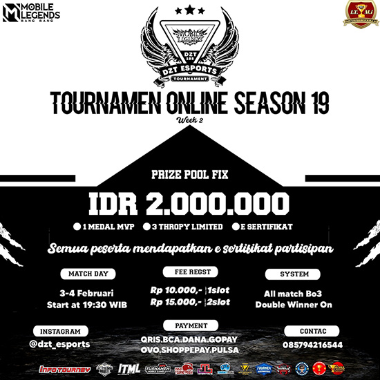 turnamen ml mlbb mole mobile legends februari 2023 dzt esports season 19 week 2 poster