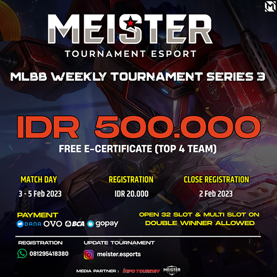 turnamen ml mlbb mole mobile legends februari 2023 meister weekly series 3 poster