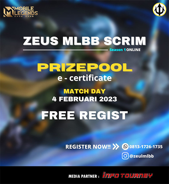 turnamen ml mlbb mole mobile legends februari 2023 zeus scrim season 1 poster
