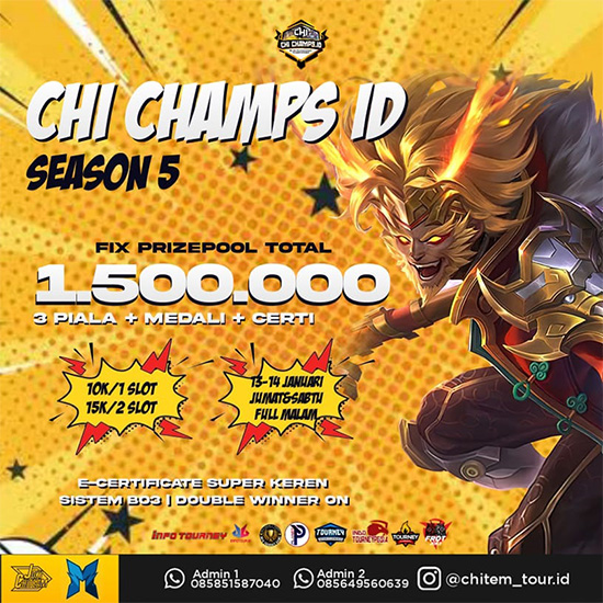 turnamen ml mlbb mole mobile legends januari 2023 chi champs id season 5 week 3 poster