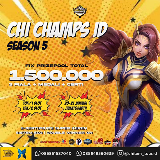 turnamen ml mlbb mole mobile legends januari 2023 chi champs id season 5 week 4 poster