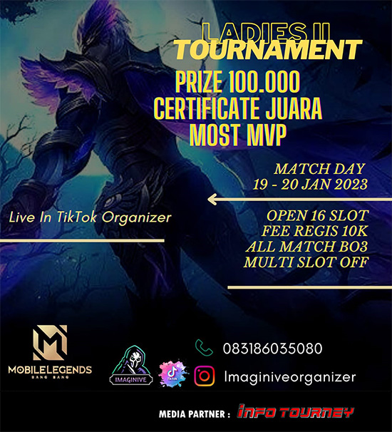 turnamen ml mlbb mole mobile legends januari 2023 ladies ii by imaginive organizer poster