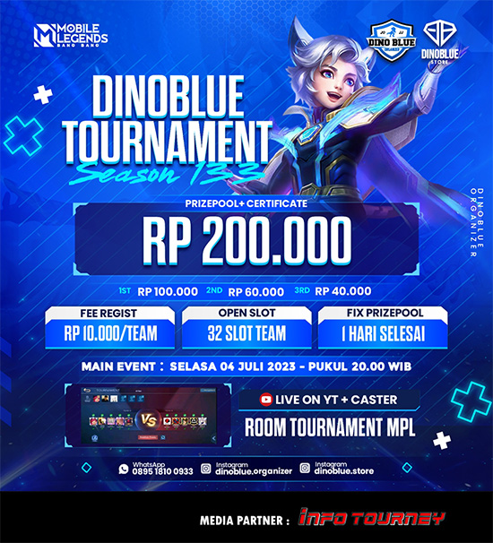 turnamen ml mlbb mole mobile legends juli 2023 dino blue season 133 poster