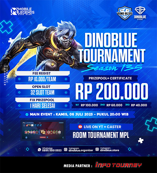 turnamen ml mlbb mole mobile legends juli 2023 dino blue season 135 poster