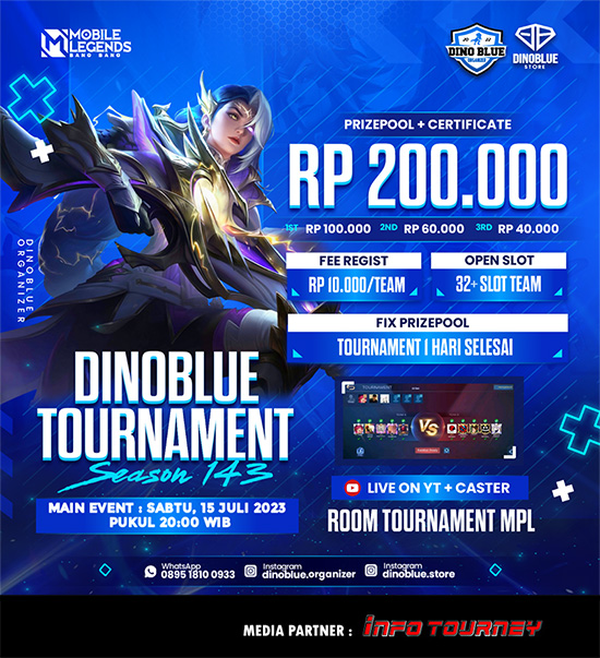 turnamen ml mlbb mole mobile legends juli 2023 dino blue season 143 poster