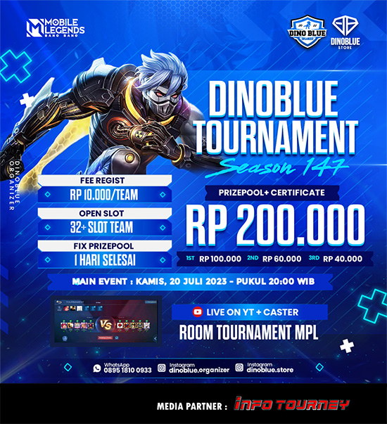 turnamen ml mlbb mole mobile legends juli 2023 dino blue season 147 poster