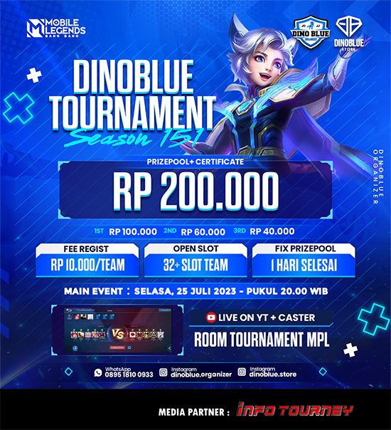 turnamen ml mlbb mole mobile legends juli 2023 dino blue season 151 poster