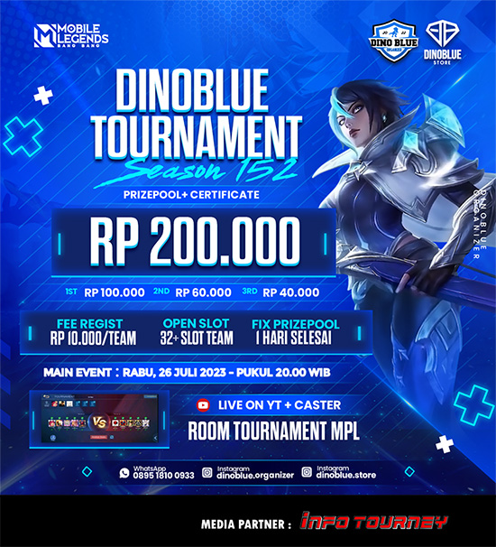 turnamen ml mlbb mole mobile legends juli 2023 dino blue season 152 poster