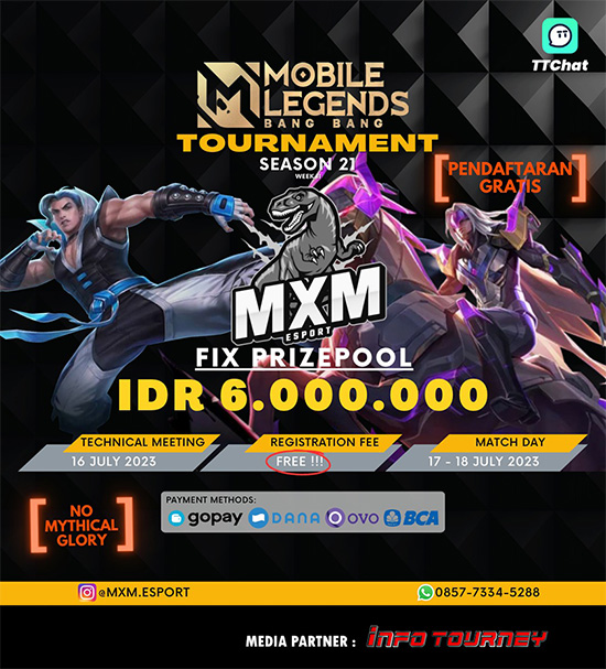 turnamen ml mlbb mole mobile legends juli 2023 mxm esport season 21 week 2 poster