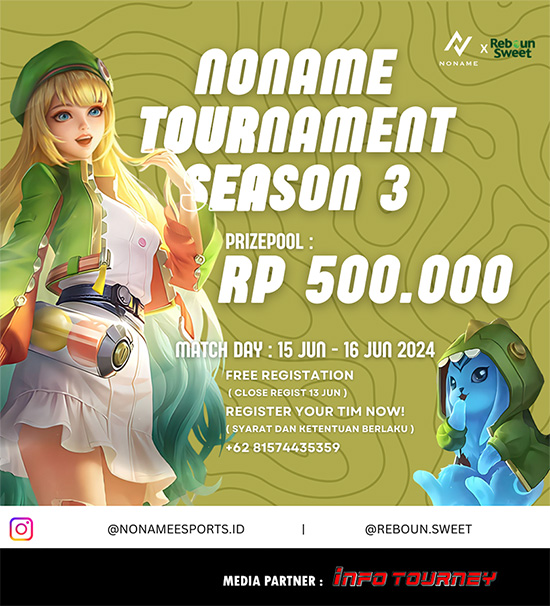 turnamen ml mlbb mole mobile legends juni 2024 noname x reboun sweet season 3 poster