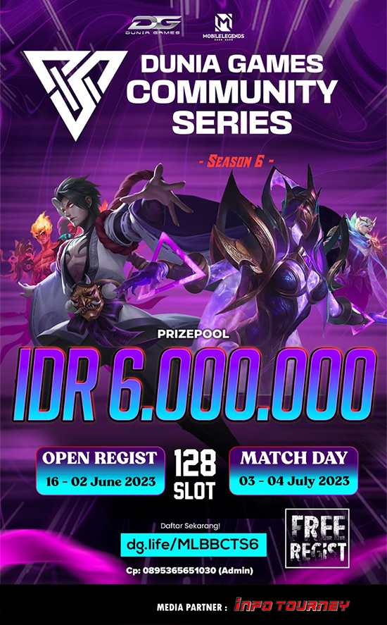 turnamen ml mlbb mole mobile legends juli 2023 dunia games community season 6 poster