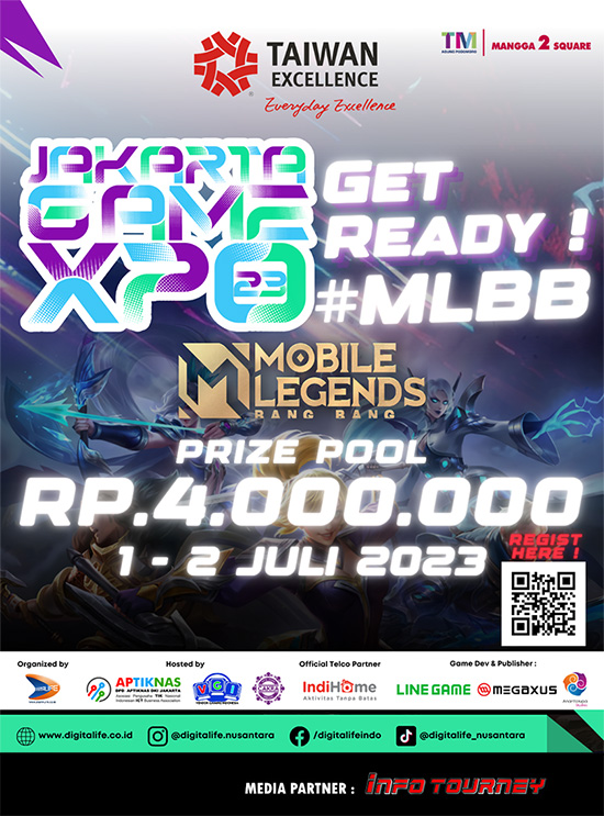 turnamen ml mlbb mole mobile legends juli 2023 jakarta game expo 2023 poster