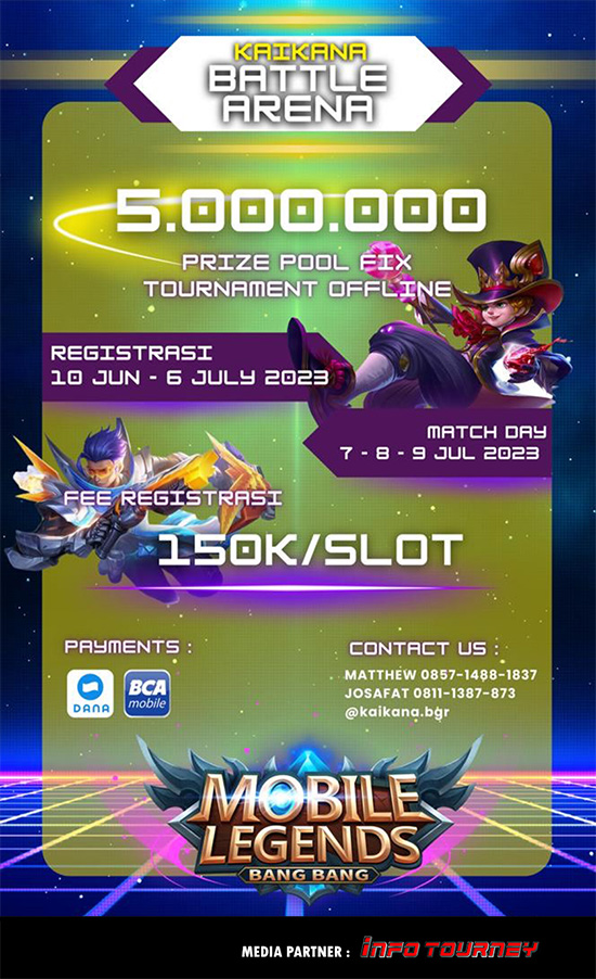 turnamen ml mlbb mole mobile legends juli 2023 kaikana battle arena poster