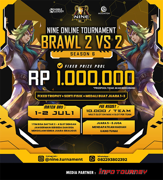 turnamen ml mlbb mole mobile legends juli 2023 nine brawl 2vs2 season 6 poster