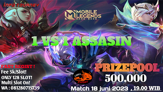 turnamen ml mlbb mole mobile legends juni 2023 chill esport 1vs1 assassin logo