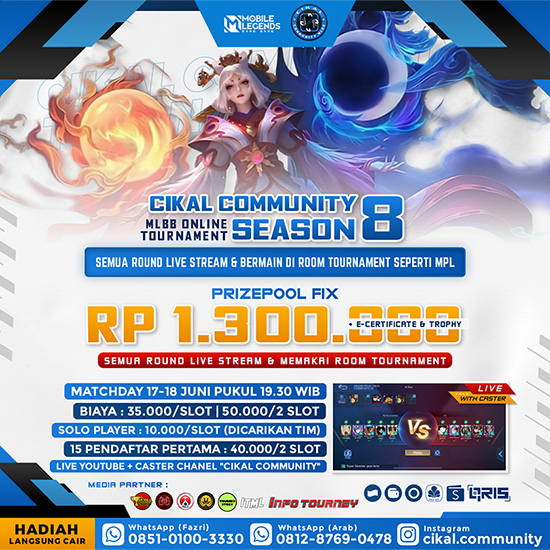 turnamen ml mlbb mole mobile legends juni 2023 cikal community season 8 poster