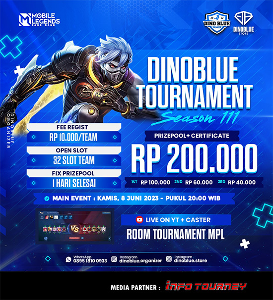 turnamen ml mlbb mole mobile legends juni 2023 dino blue season 111 poster