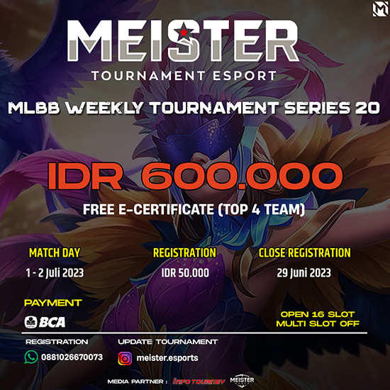 turnamen ml mlbb mole mobile legends juni 2023 meister weekly series 20 poster