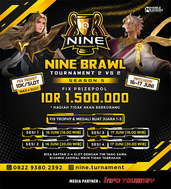 turnamen ml mlbb mole mobile legends juni 2023 nine brawl 2vs2 season 5 poster