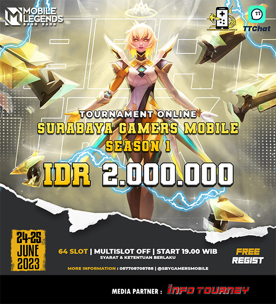turnamen ml mlbb mole mobile legends juni 2023 surabaya gamers mobile season 1 poster