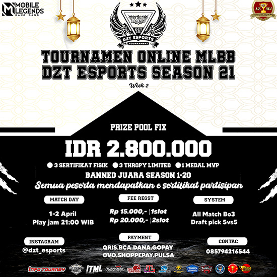turnamen ml mlbb mole mobile legends april 2023 dzt esports season 21 week 2 poster