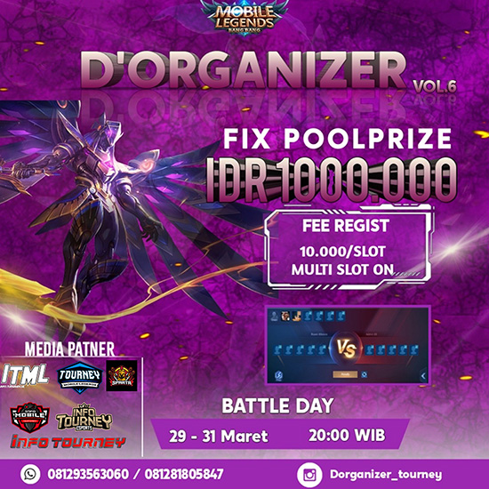 turnamen ml mlbb mole mobile legends maret 2023 d organizer season 6 poster