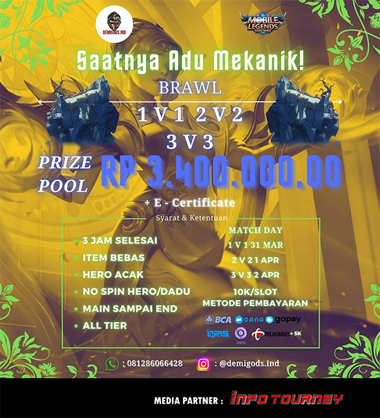 turnamen ml mlbb mole mobile legends maret 2023 demigods ind brawl season 8 poster
