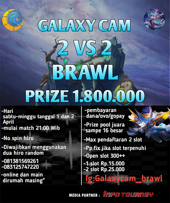 turnamen ml mlbb mole mobile legends maret 2023 galaxycam brawl 2vs2 poster
