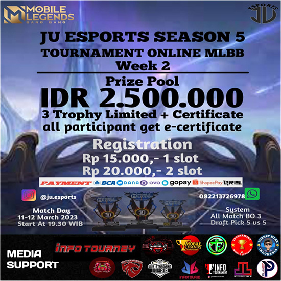 turnamen ml mlbb mole mobile legends maret 2023 ju esports season 5 week 2 poster